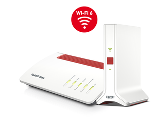 Router Wi-Fi FRITZ!Box 7590 AX DSL WAN Wi-Fi 6 MESH + Wzmacniacz Wi-Fi FRITZ!Repeater 3000 AX Wi-Fi 6 MESH